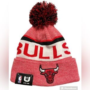 New NBA Chicago Bulls Adult Biggest Fan Pom Knit Hat Cap Hat Beanie Red Jordan